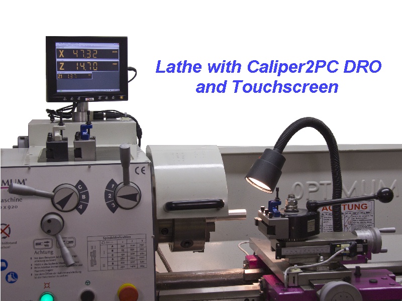 Optimum Lathe with Caliper2PC DRO and Touchscreen